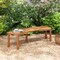 Wooden Outdoor Curved Fire Pit Bench with Slatted Seat and Adjustable Foot-pad 2-Seater for Porch or Garden